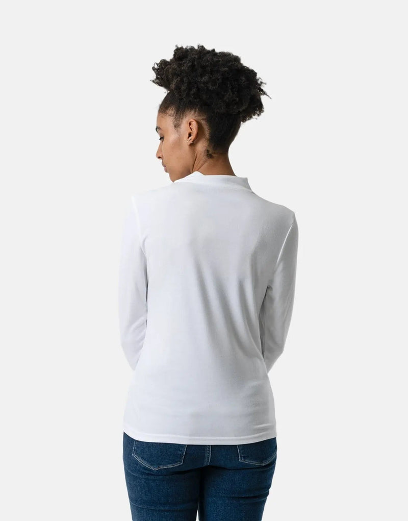Polo Ava Long Sleeve Second Skin Ecru Top: Supreme Comfort, Timeless Style