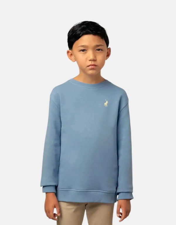 Polo Boys Adrian Blue Cotton Fleece Sweatshirt - Cozy Kids Top with Pony