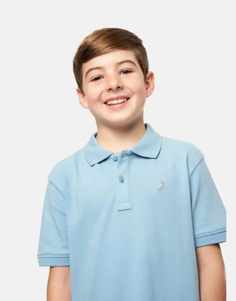 Polo Boys Austin Glacier Blue Golfer Shirt | Classic Kids Breathable Activewear