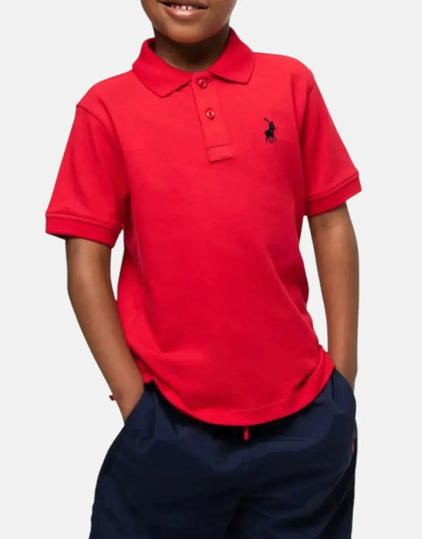 Polo Boys Austin Red Golfer Premium Cotton Stretch Textured Pony Embroidery