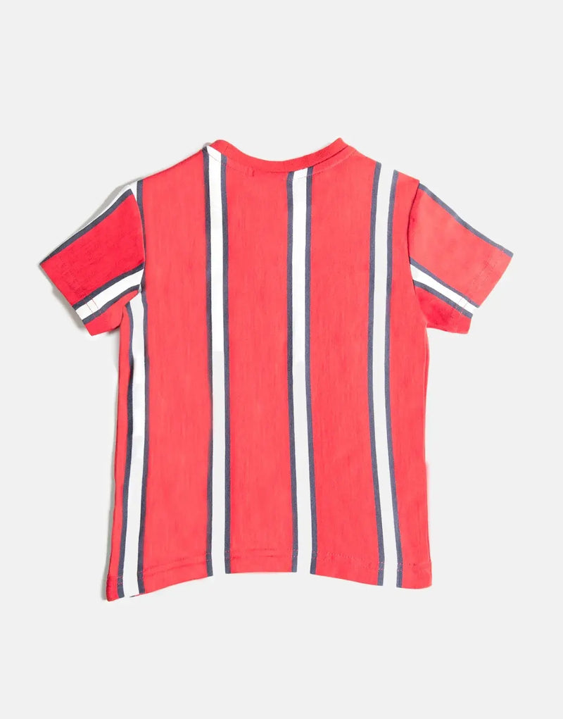 Polo Boys Blake Striped Samba Red T-Shirt: Vibrant Cotton Comfort for Kids
