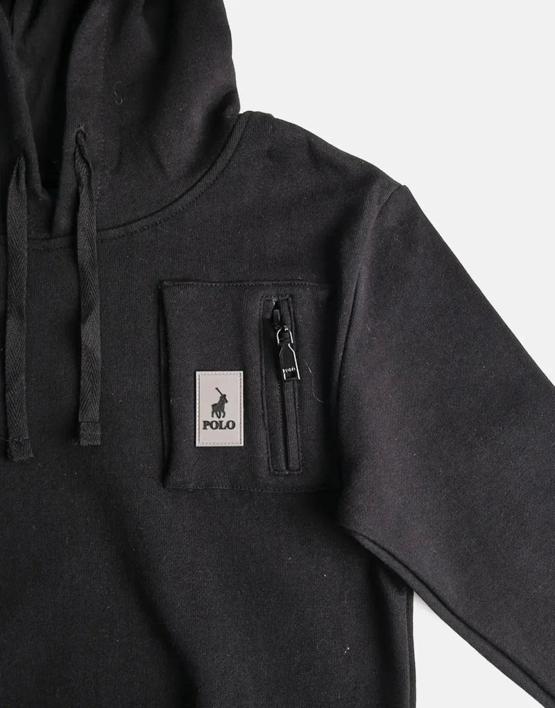 Polo Boys Clayton Black Hooded Sweatshirt – Premium Comfort & Style for Kids
