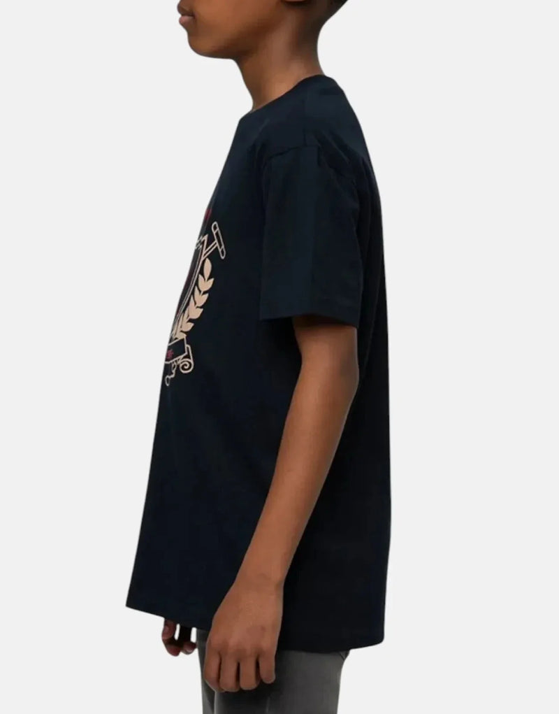 Polo Boys Cory Crested Navy Cotton T-Shirt - Relaxed Fit, Embroidered Logo