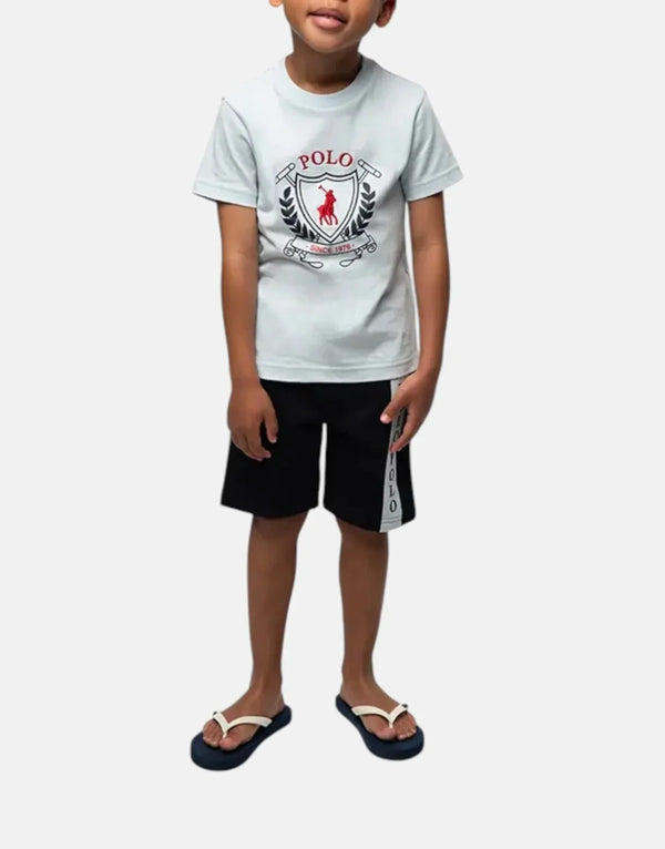 Polo Boys Cory Crested Sky Blue Cotton T-Shirt - Soft, Breathable Comfort