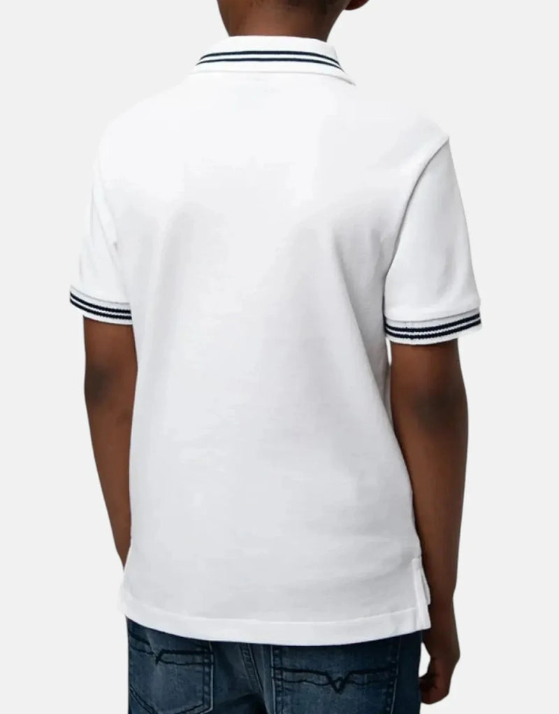 Polo Boys' Owen Jacquard White Cotton Pique Golfer Shirt