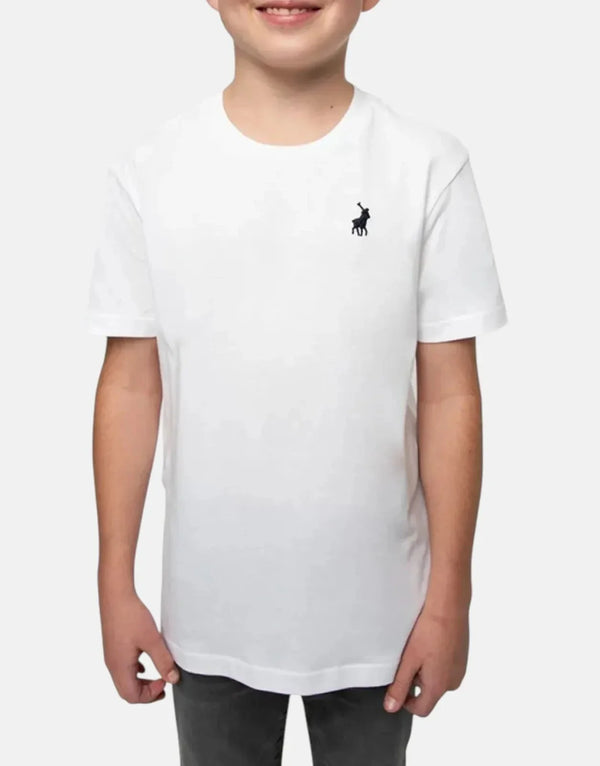 Polo Boys Rick White T-Shirt: Premium Stretch Cotton Pique, Iconic Pony Embroidery
