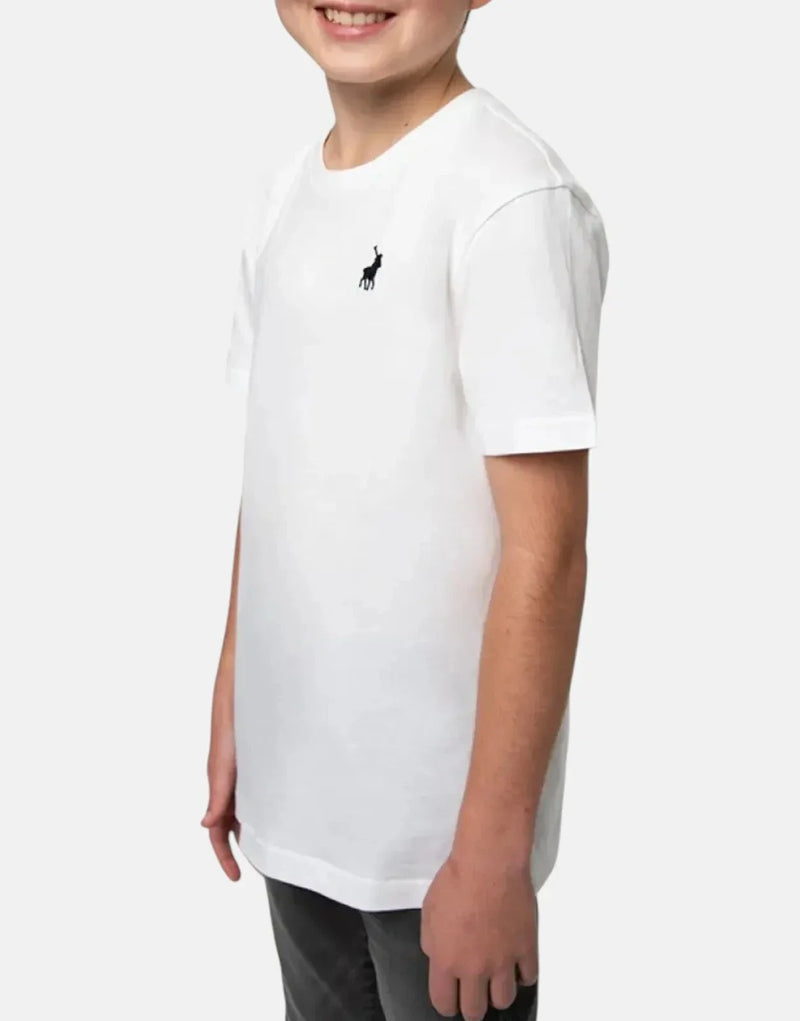 Polo Boys Rick White T-Shirt: Premium Stretch Cotton Pique, Iconic Pony Embroidery
