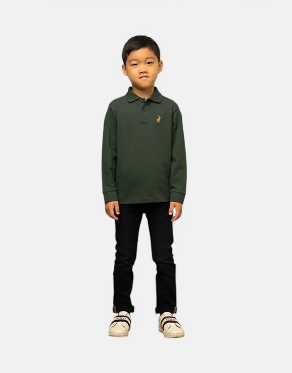 Polo Boys Robert Forest Green Golfer Shirt - Comfortable Cotton Blend Style