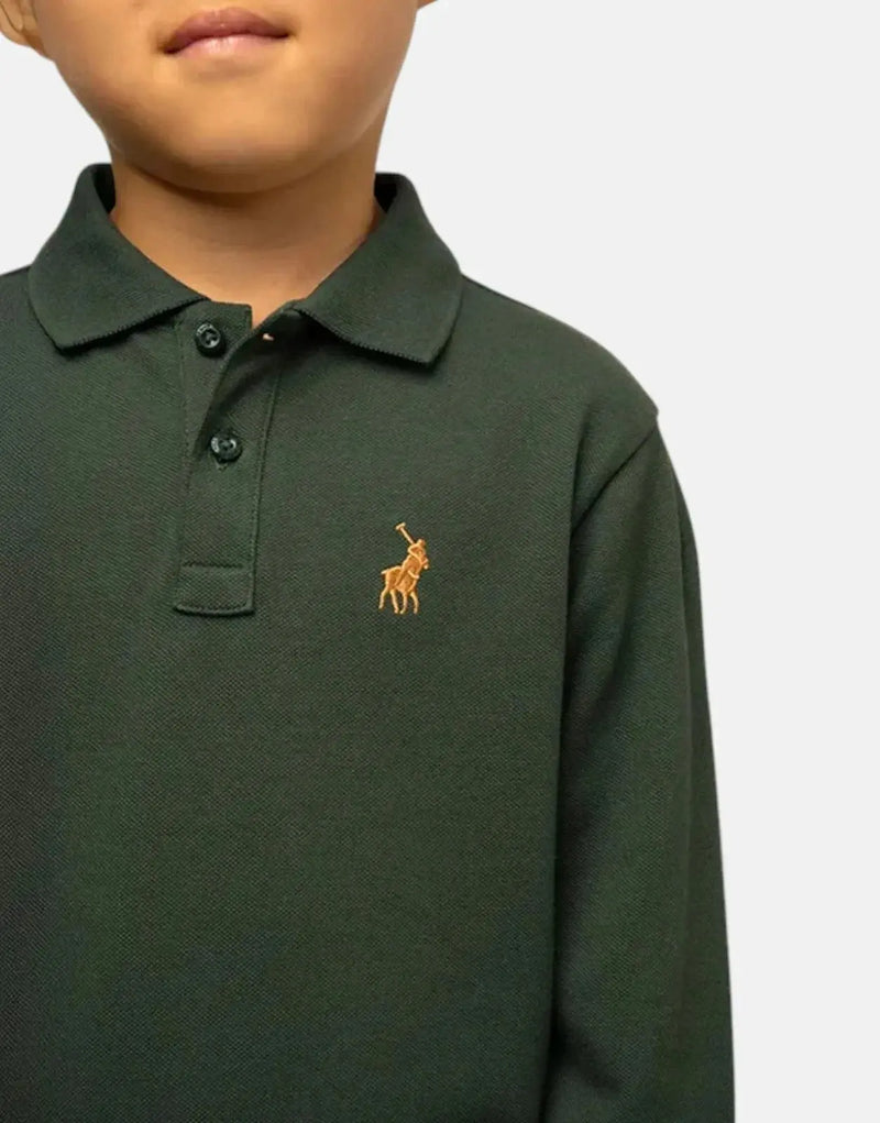 Polo Boys Robert Forest Green Golfer Shirt - Comfortable Cotton Blend Style