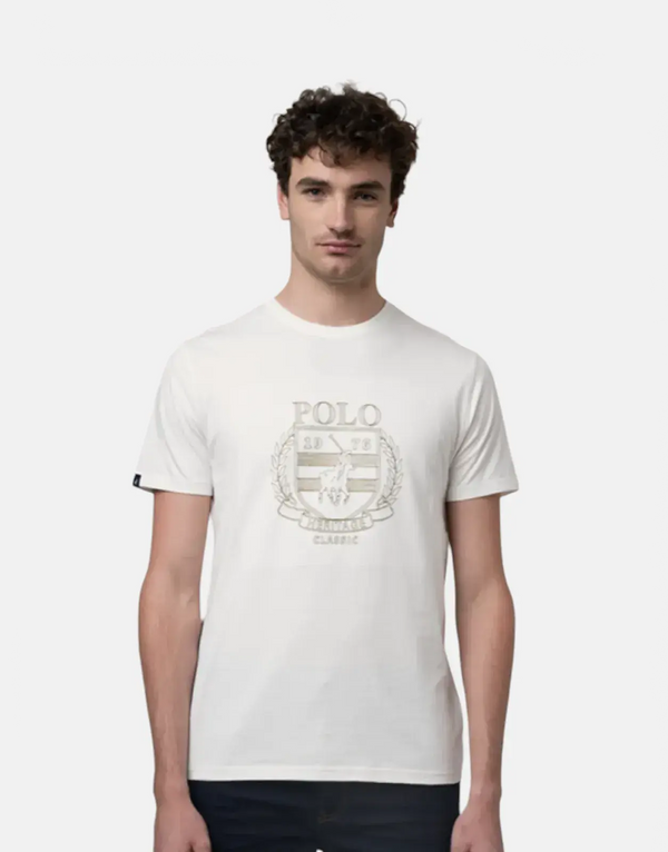 Luxurious Polo Crest Embroidered White T-Shirt for Men - Soft Cotton Comfort