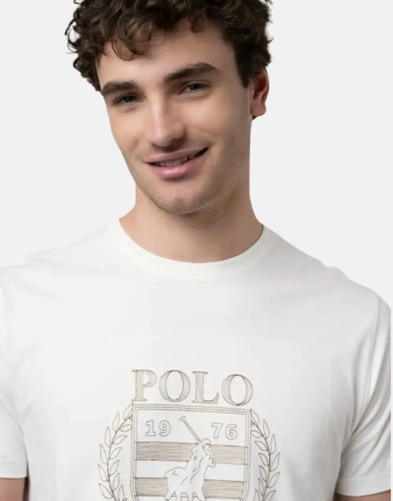 Luxurious Polo Crest Embroidered White T-Shirt for Men - Soft Cotton Comfort