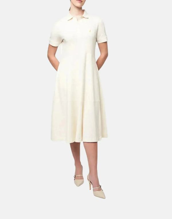 Polo Emily Women's Off-White Fit & Flare Golfer Dress - Cotton Elastane Pique