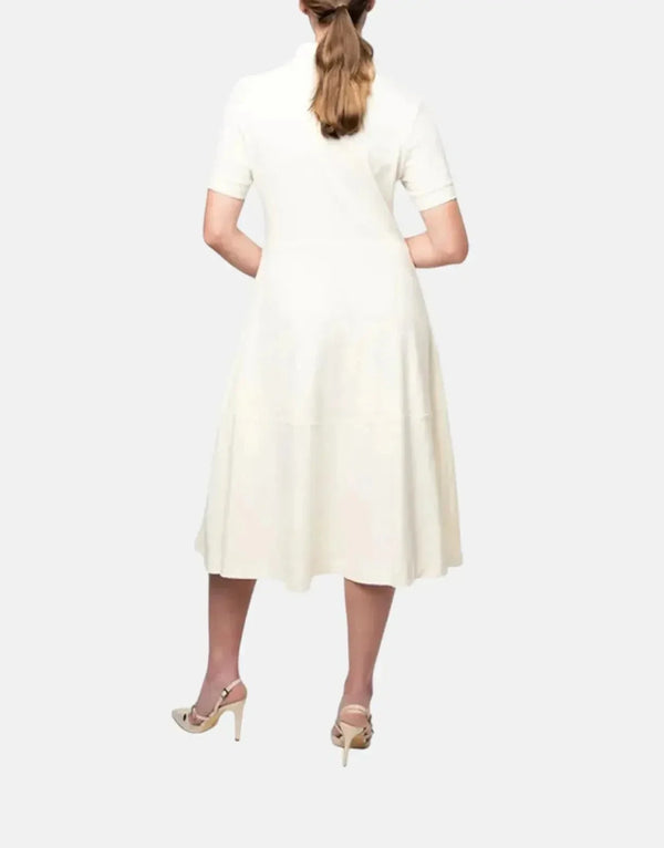 Polo Emily Women's Off-White Fit & Flare Golfer Dress - Cotton Elastane Pique