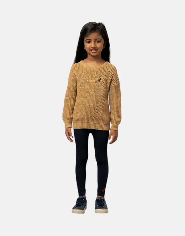 Polo Girls Alexis Soft Knit Stone Pullover Cozy Cotton Long Sleeve Sweater