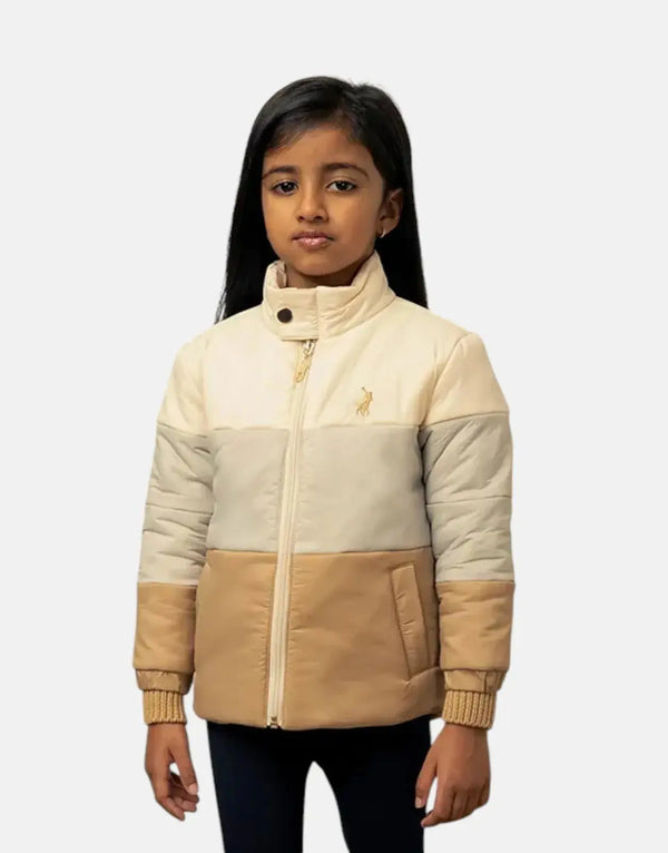 Girls' Polo Bailey Colour Block Stone Puffer Jacket Warm Winter Coat