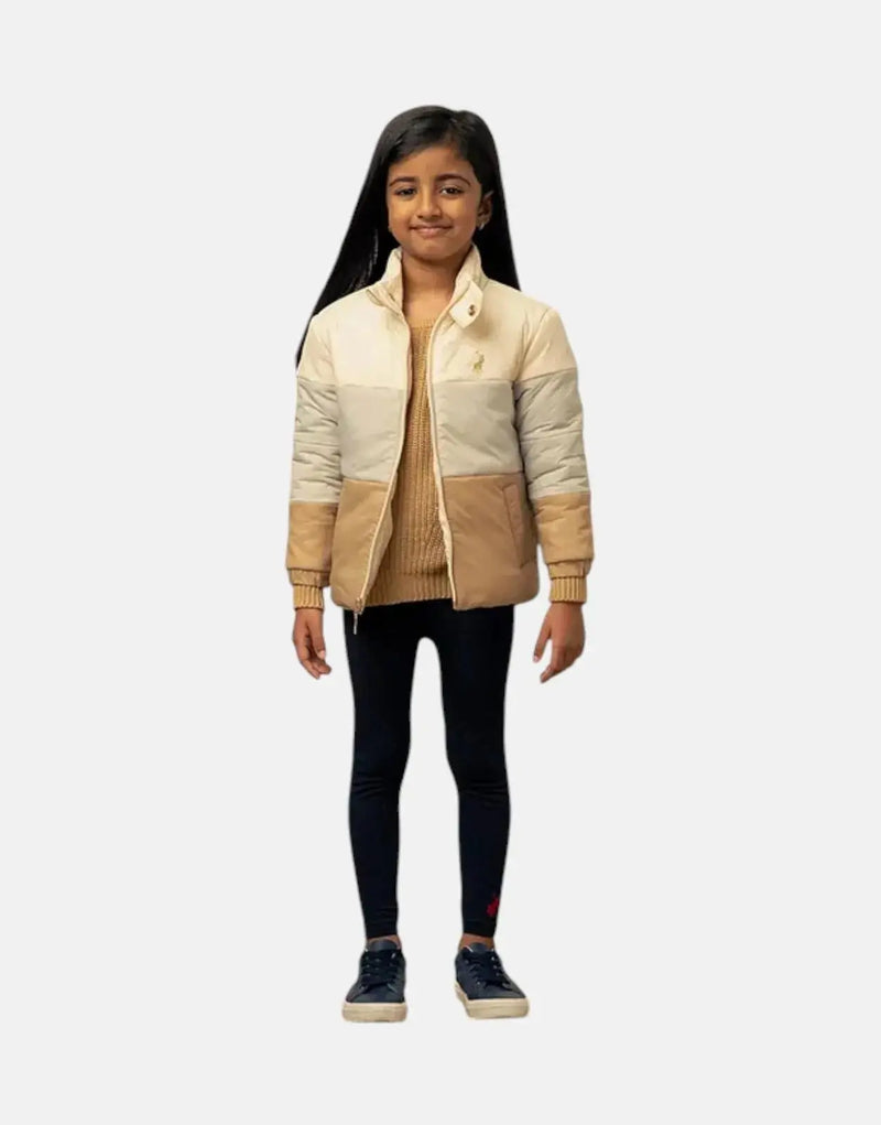 Girls' Polo Bailey Colour Block Stone Puffer Jacket Warm Winter Coat
