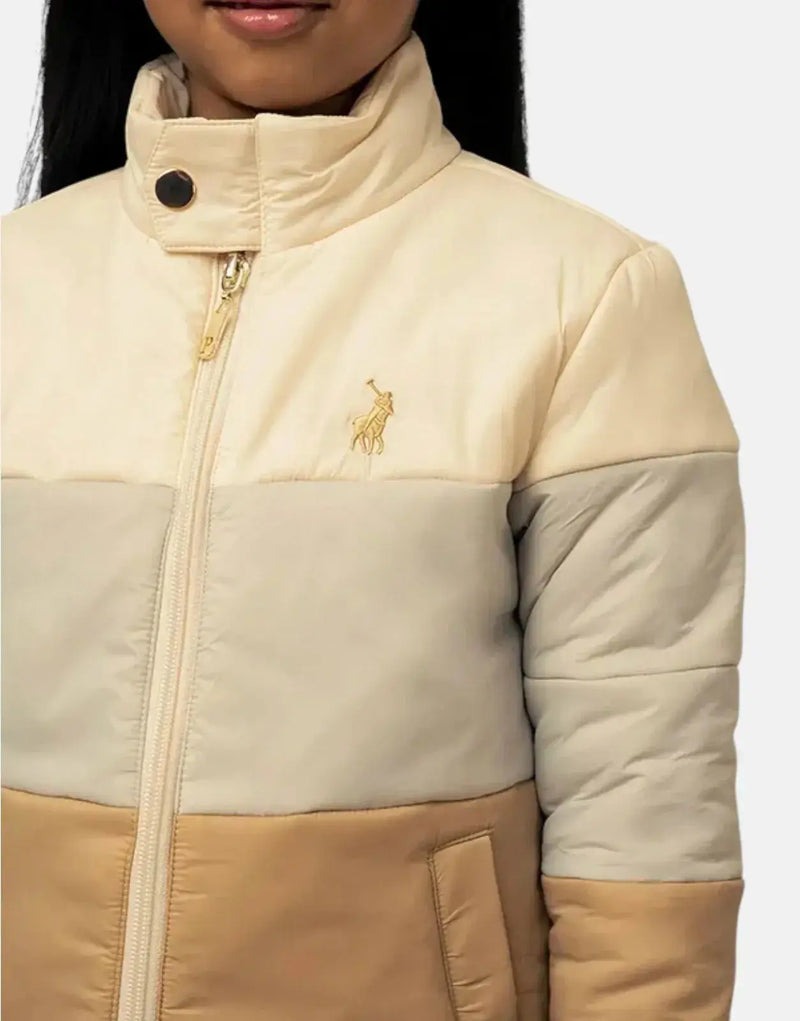 Girls' Polo Bailey Colour Block Stone Puffer Jacket Warm Winter Coat