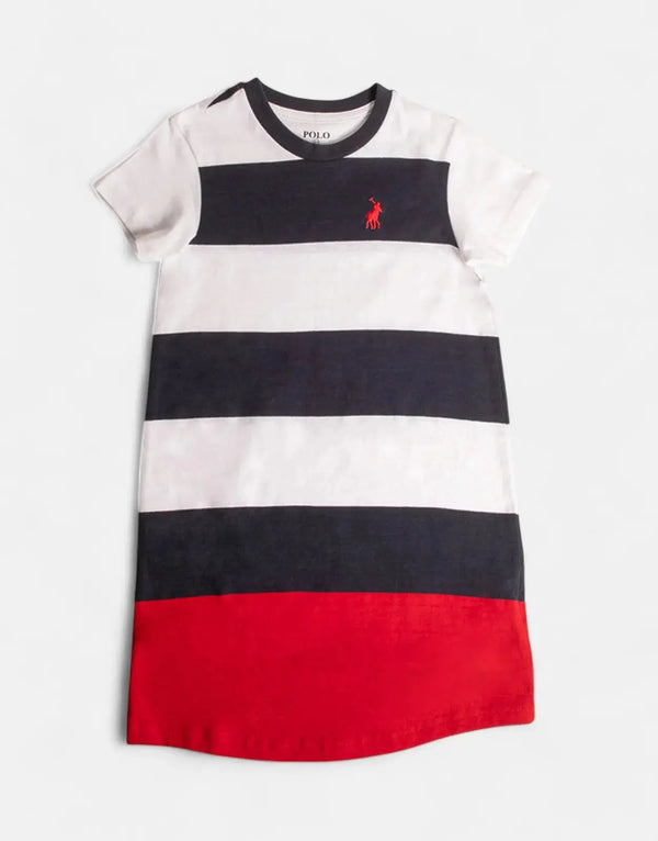 Chic Polo Girls' Christina White Dress: Elegant Cotton Blend for All Occasions