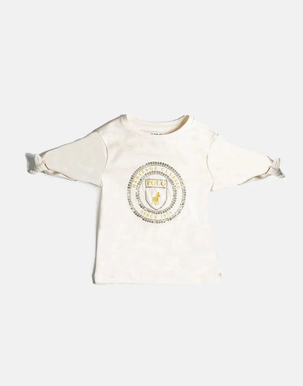 Polo Girls Claire Sequin Sand T-Shirt: Shimmering Comfort for Young Fashionistas