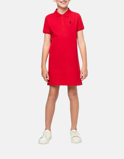 Polo Girls Dakota Red Golfer Dress: Soft Cotton Pique, Relaxed Fit, Short Sleeve