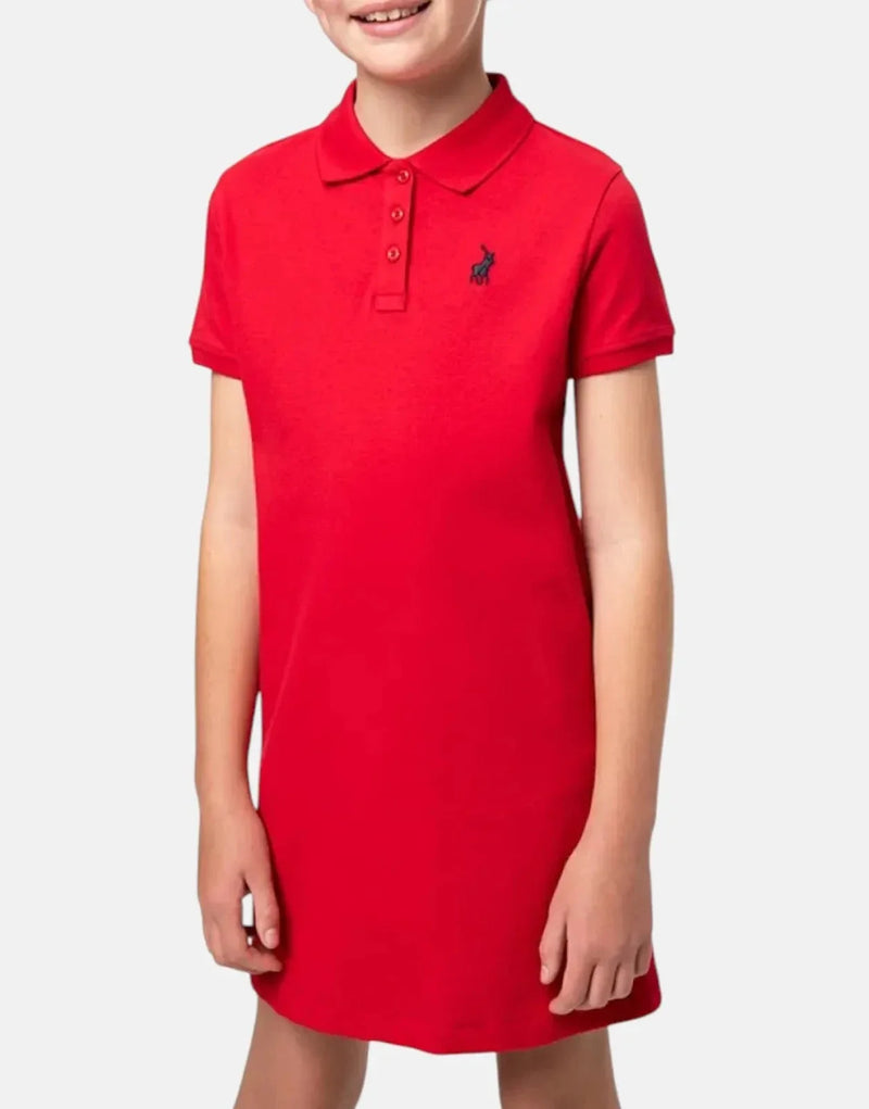 Polo Girls Dakota Red Golfer Dress: Soft Cotton Pique, Relaxed Fit, Short Sleeve