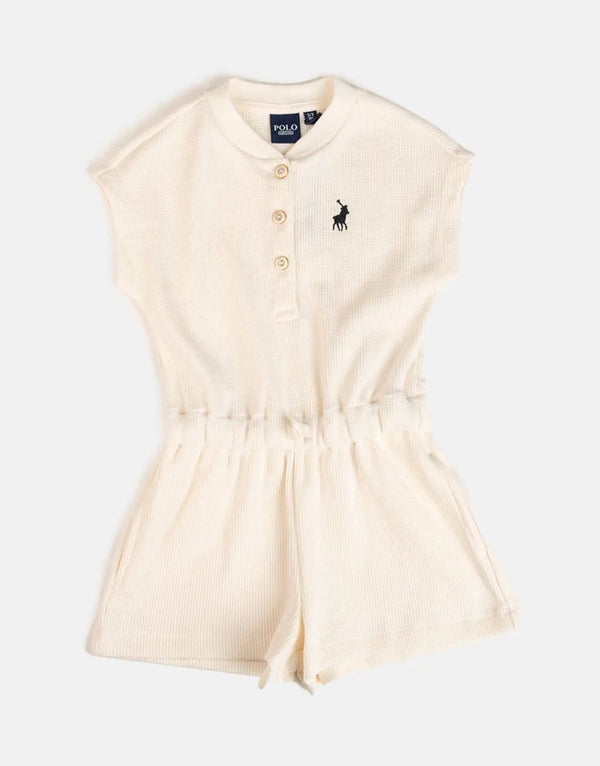 Polo Girls Gina Textured Off-White Jumpsuit: Stylish, Comfortable, Versatile Kids' Fashion