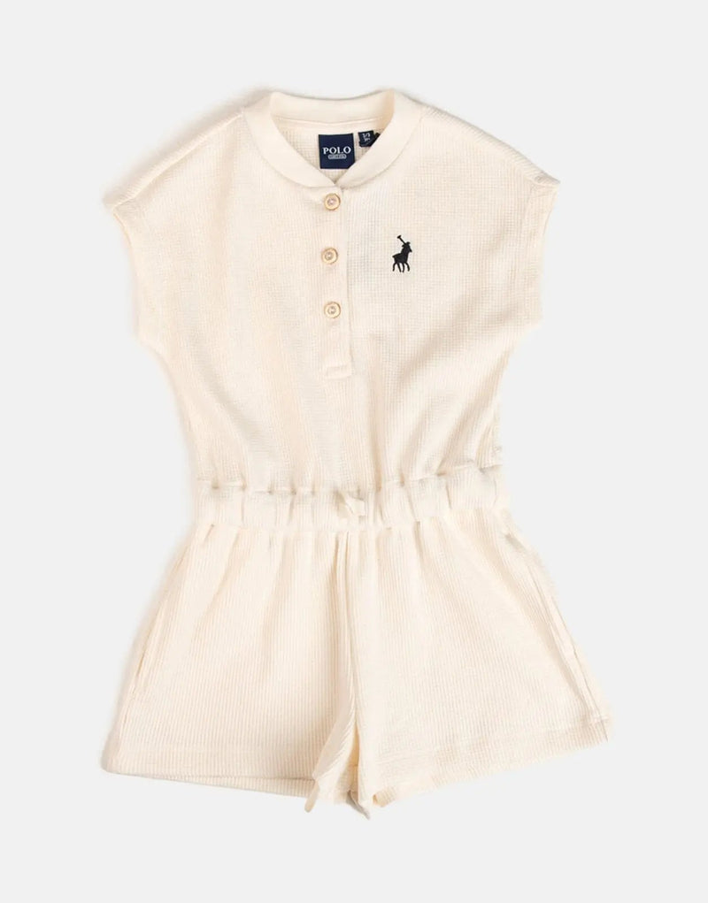 Polo Girls Gina Textured Off-White Jumpsuit: Stylish, Comfortable, Versatile Kids' Fashion