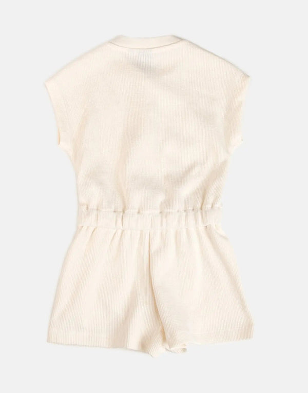 Polo Girls Gina Textured Off-White Jumpsuit: Stylish, Comfortable, Versatile Kids' Fashion