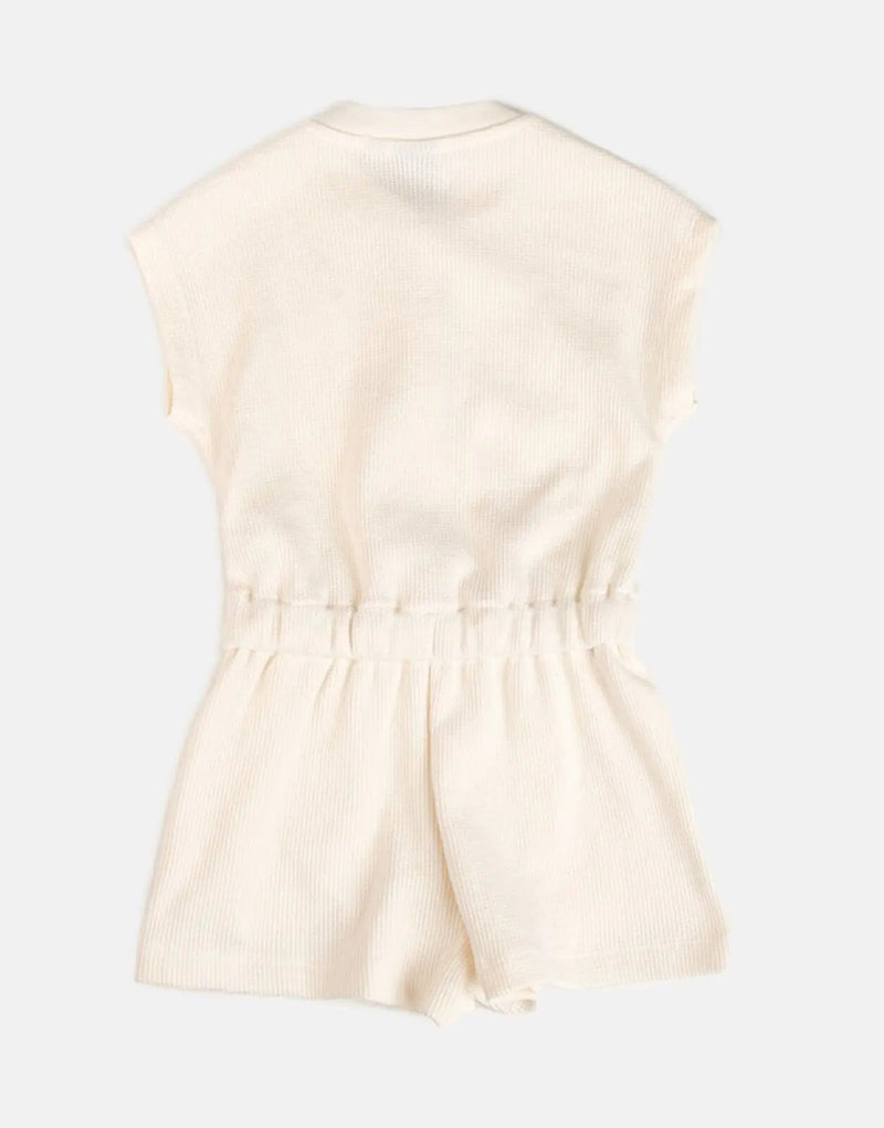 Polo Girls Gina Textured Off-White Jumpsuit: Stylish, Comfortable, Versatile Kids' Fashion