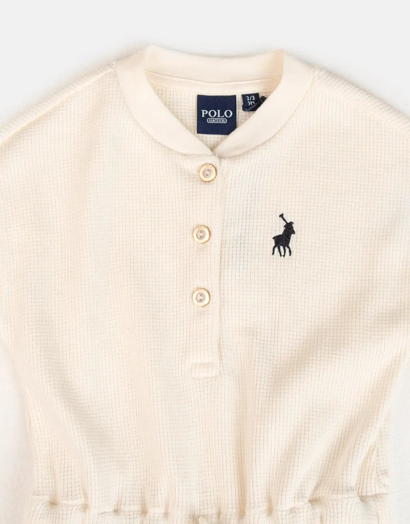 Polo Girls Gina Textured Off-White Jumpsuit: Stylish, Comfortable, Versatile Kids' Fashion