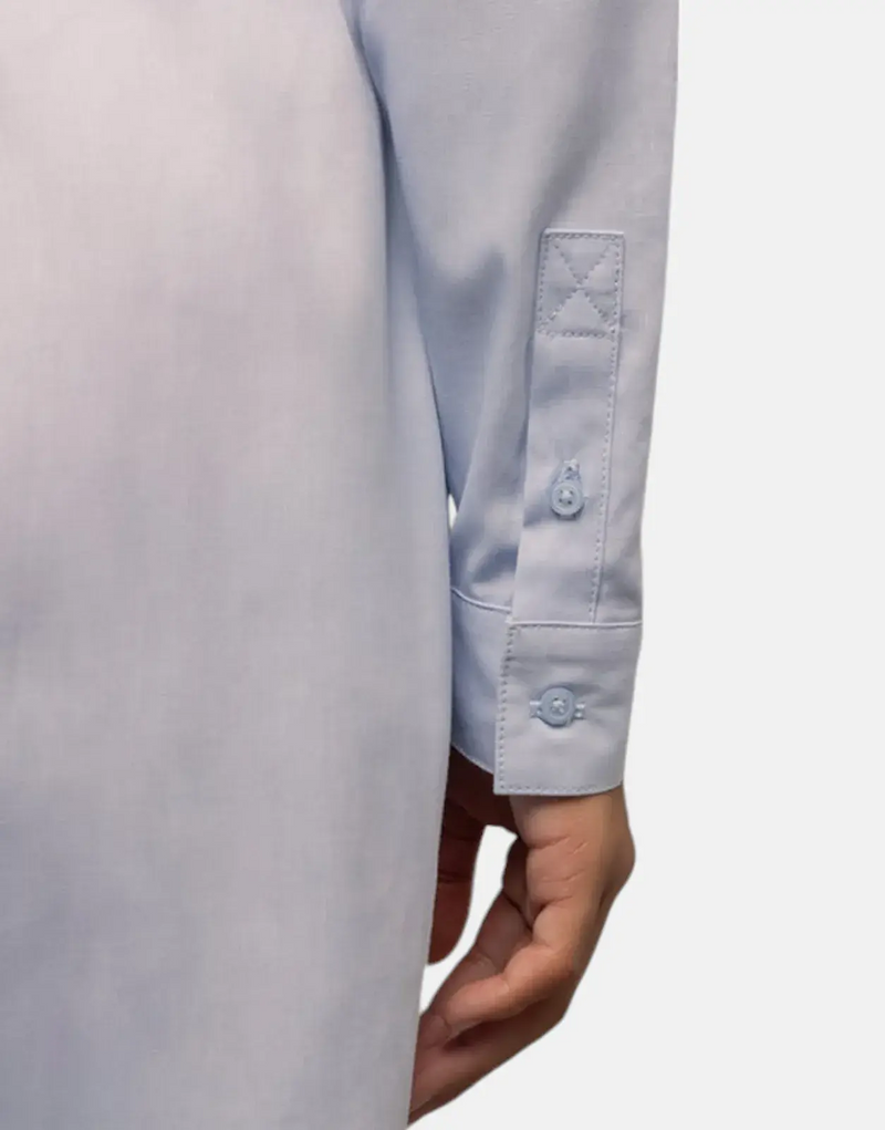 Polo Girls Harper Ice Blue Cotton Belted Long Sleeve Shirt Dress