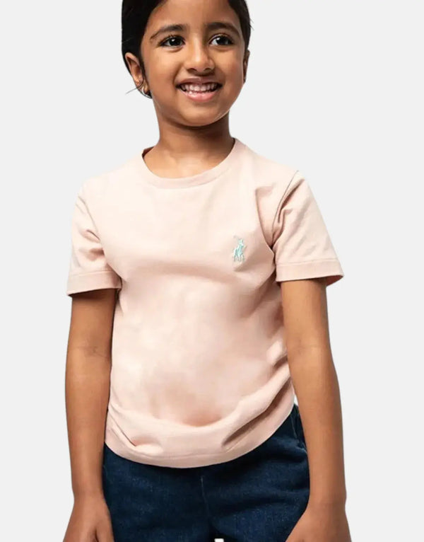 Polo Girls' Kelly Dusty Pink Cotton T-Shirt with Playful Pony Embroidery