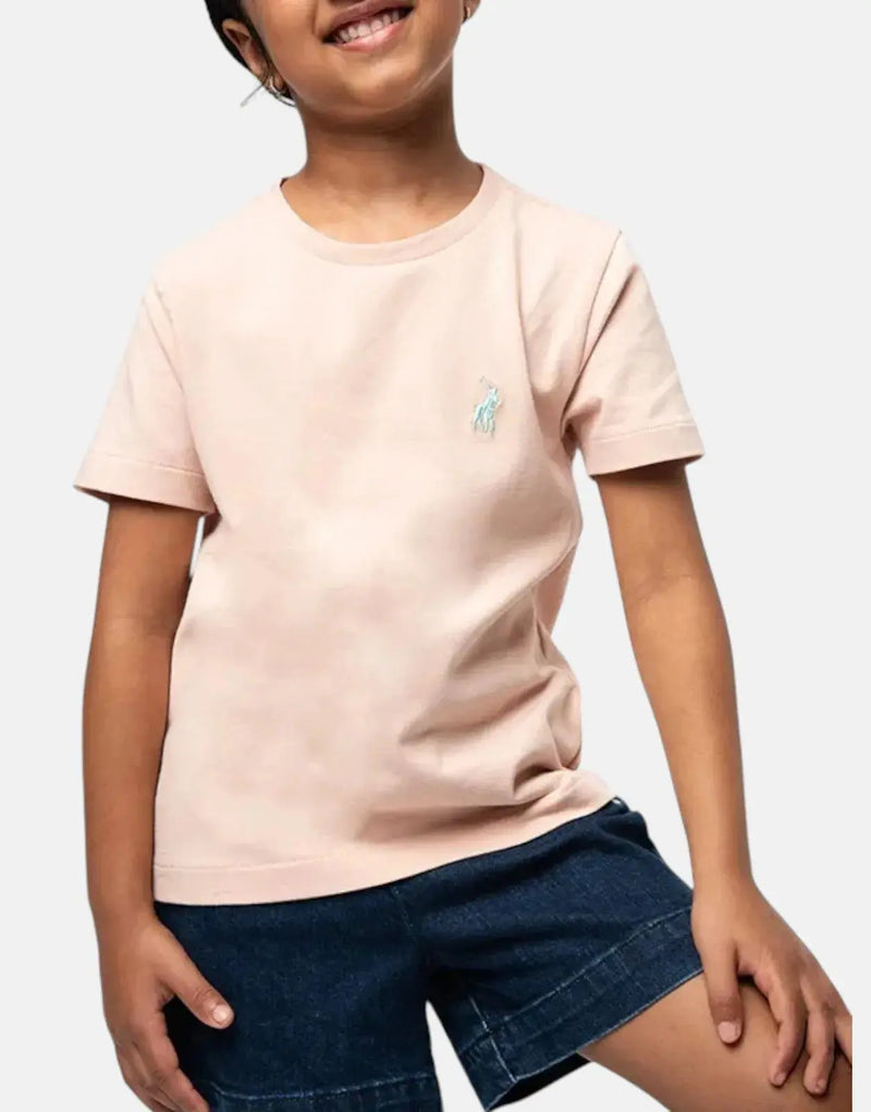 Polo Girls' Kelly Dusty Pink Cotton T-Shirt with Playful Pony Embroidery