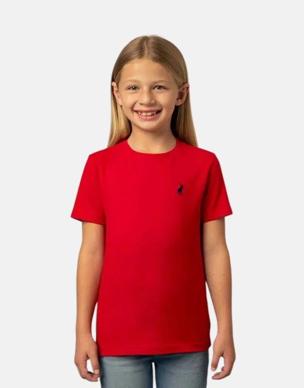 Polo Girls Kelly Red Comfort Cotton Short Sleeve T-Shirt with Pony Embroidery