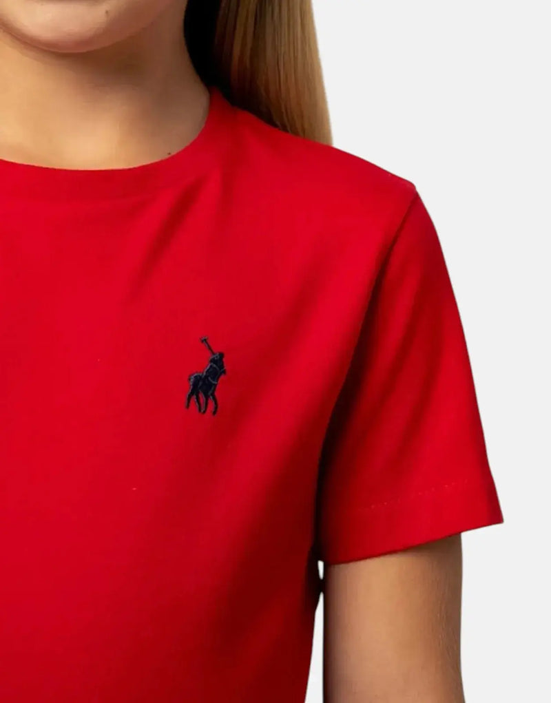Polo Girls Kelly Red Comfort Cotton Short Sleeve T-Shirt with Pony Embroidery