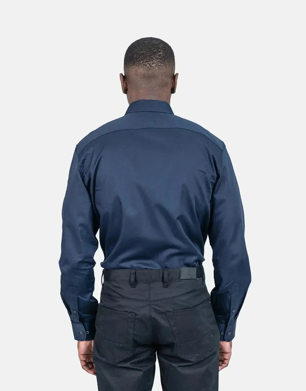 Polo Greig Navy Cotton Button-Down Shirt for Men: Classic Tailored Fit