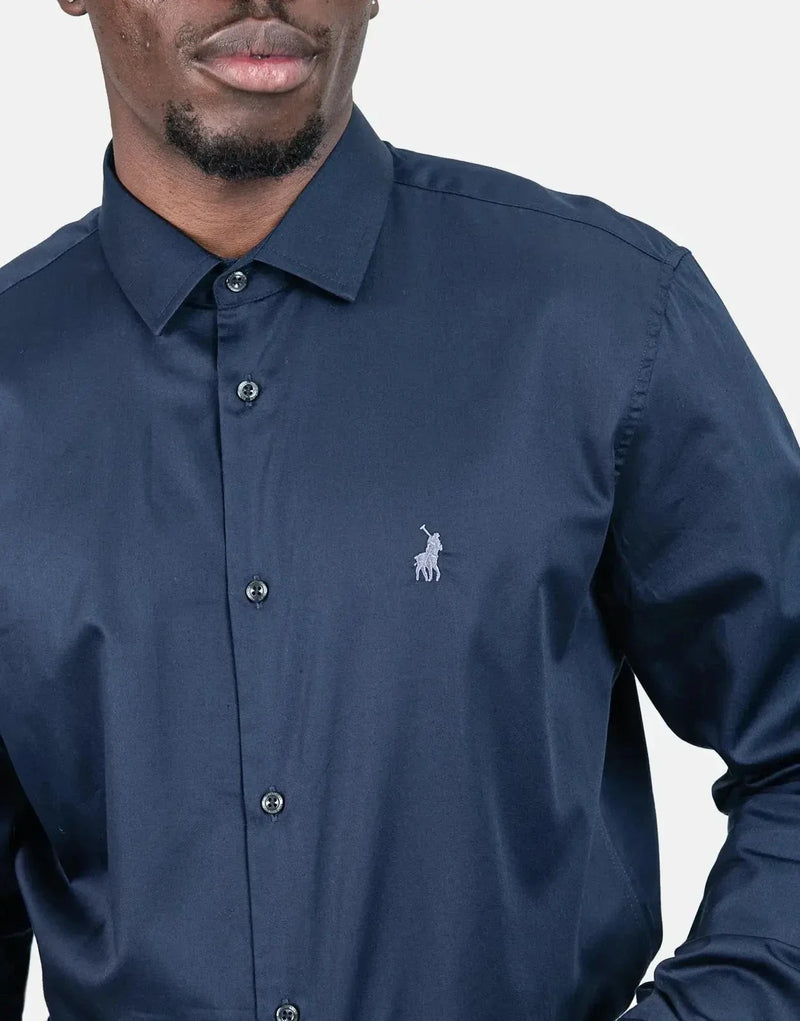 Polo Greig Navy Cotton Button-Down Shirt for Men: Classic Tailored Fit