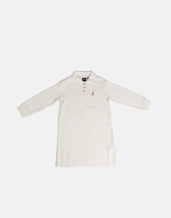 Polo Kids Addison Knitted Golfer Dress: Elegant White Style for Young Girls