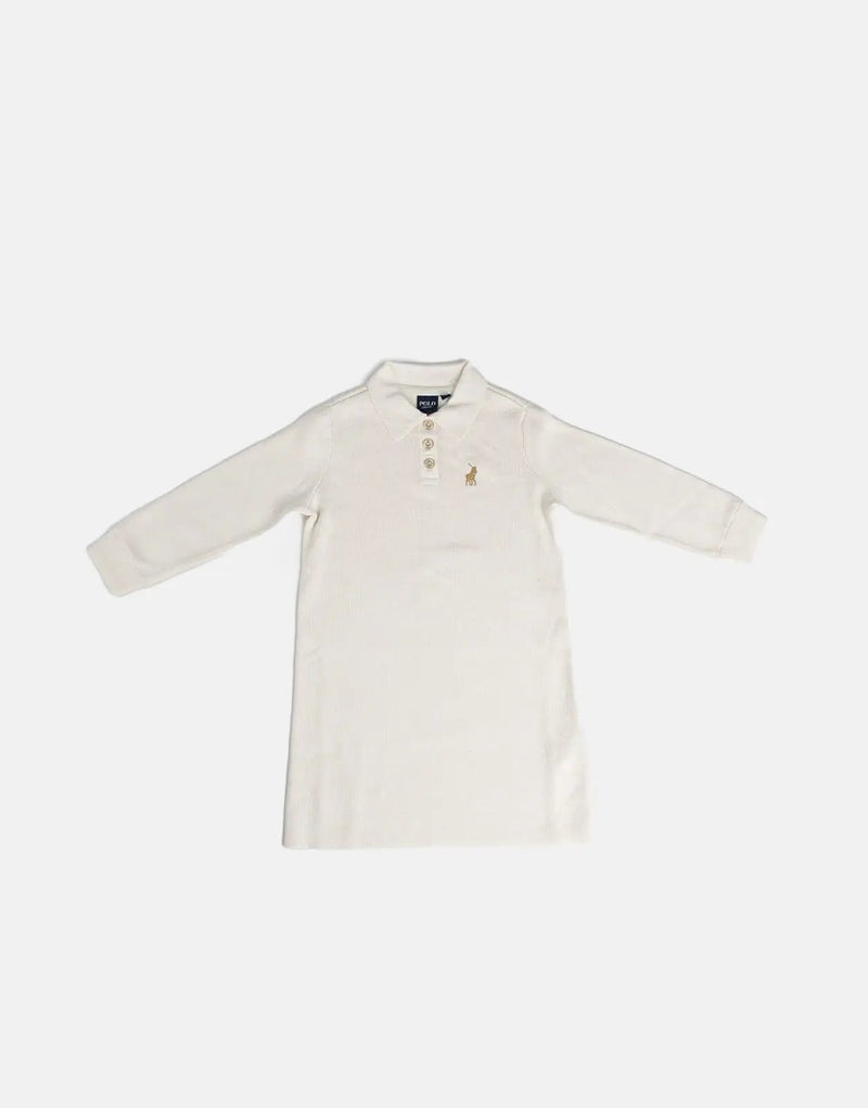 Polo Kids Addison Knitted Golfer Dress: Elegant White Style for Young Girls