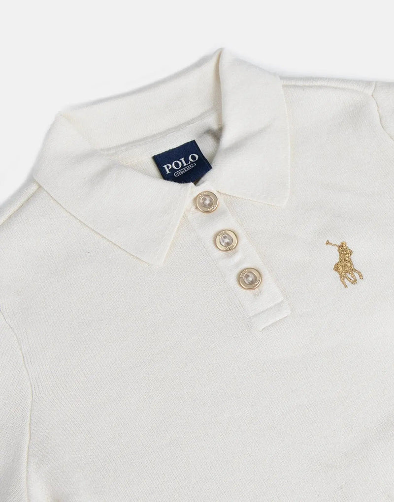 Polo Kids Addison Knitted Golfer Dress: Elegant White Style for Young Girls