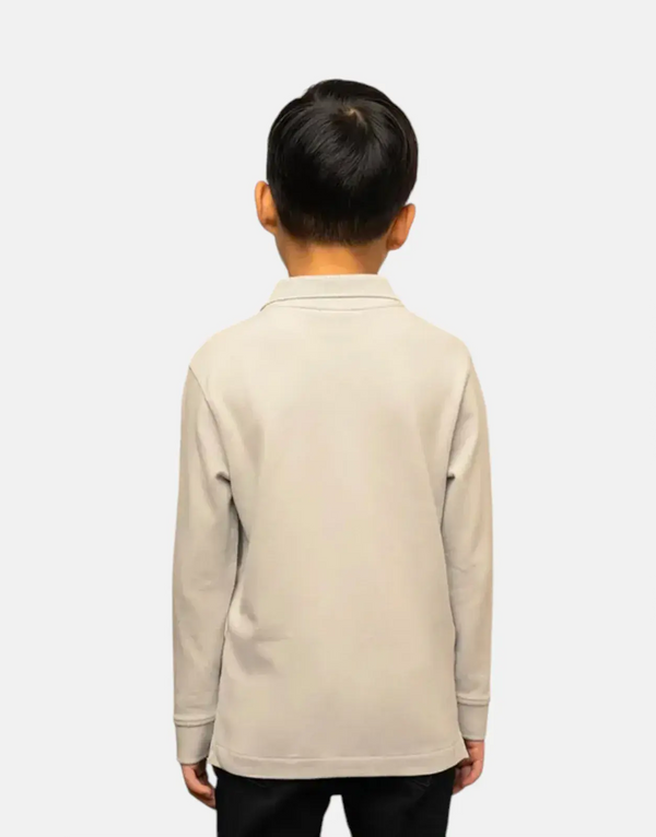Premium Polo Kids Robert LS Grey Long Sleeve Polo Shirt for Boys