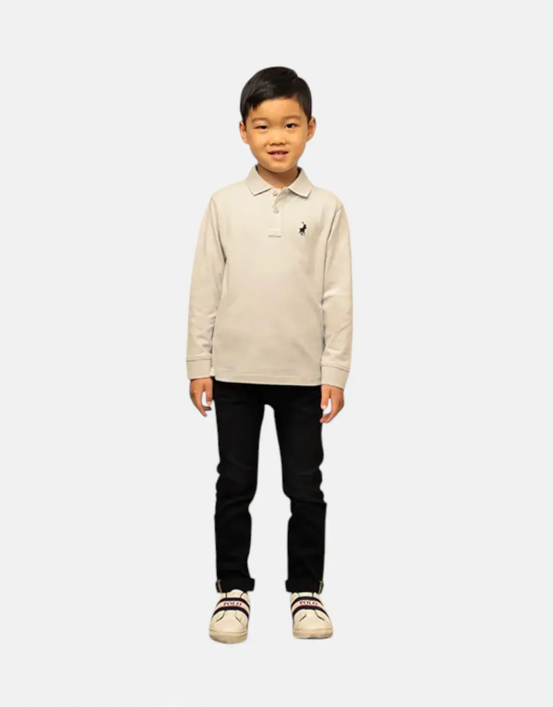 Premium Polo Kids Robert LS Grey Long Sleeve Polo Shirt for Boys