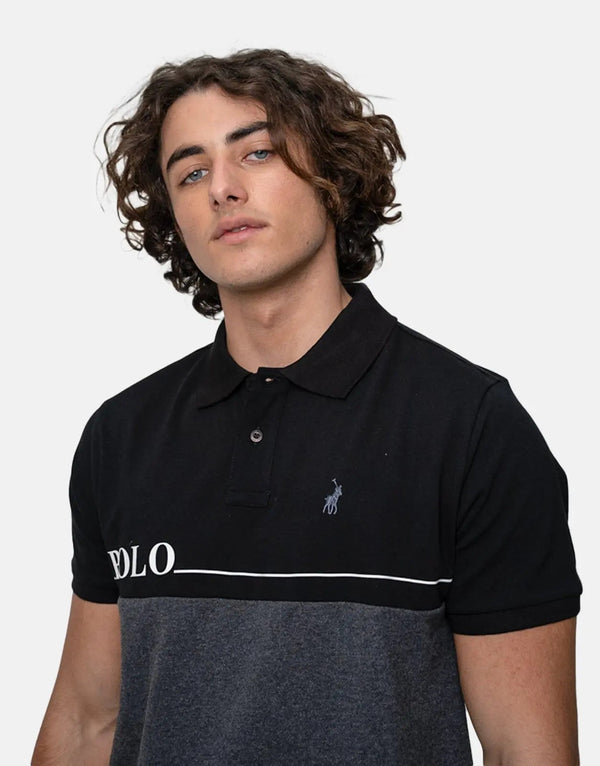 Men's Classic Black Polo Shirt with Iconic Logo Print - High-Quality Comfort Style