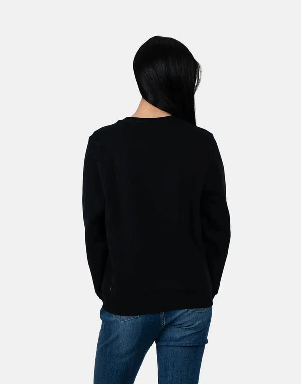 Polo Women's Madison Embellished Black Fleece Sweatshirt for Casual Comfort