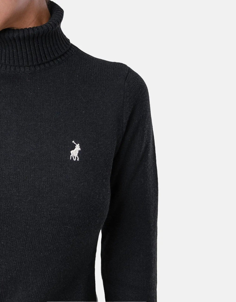 Luxurious Polo Maya Black Long Sleeve Knit Top for Women - Soft & Elegant