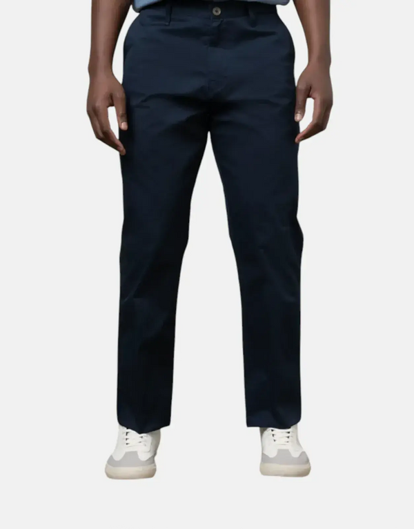 Polo Milan Men's Straight Leg Navy Chino Pants - Comfortable Cotton Blend