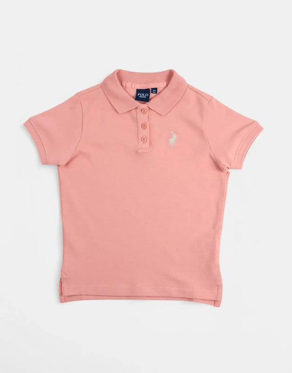 Kids' Vibrant Peach Polo Golfer Shirt - Soft Cotton Knit, Stylish & Comfy