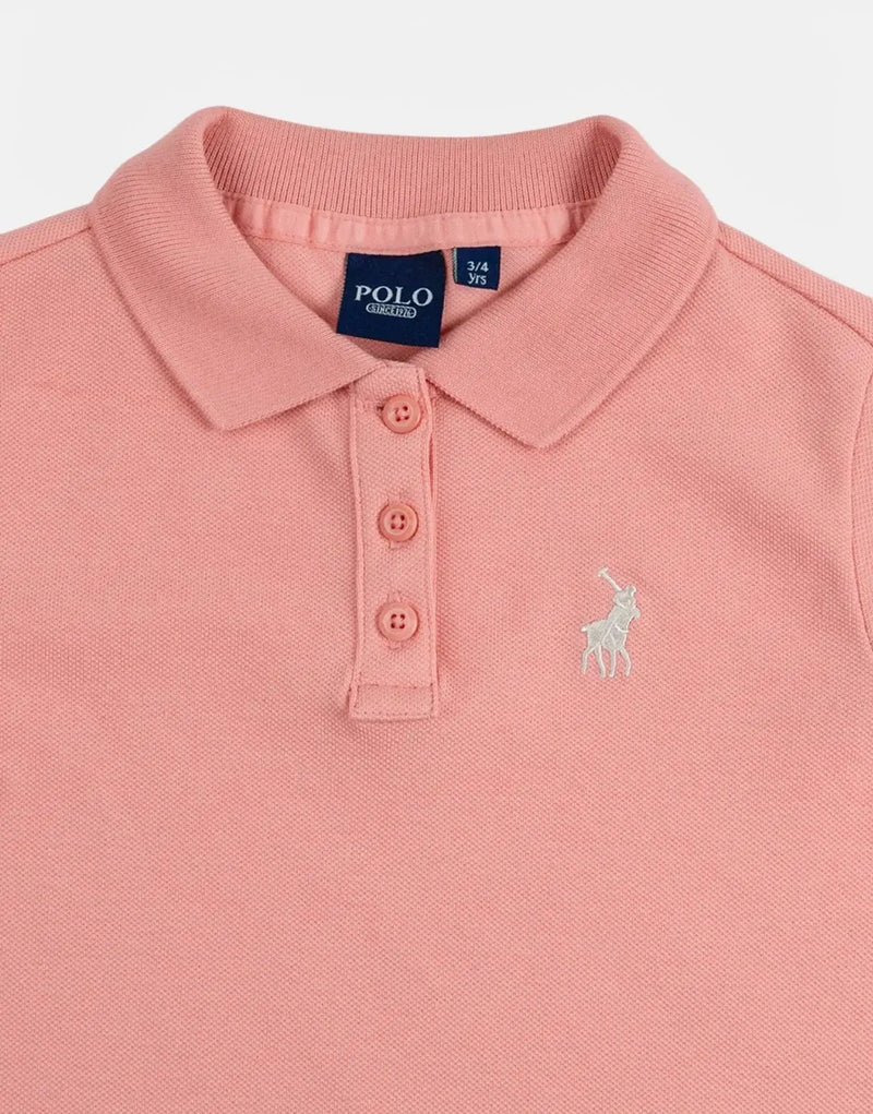 Kids' Vibrant Peach Polo Golfer Shirt - Soft Cotton Knit, Stylish & Comfy