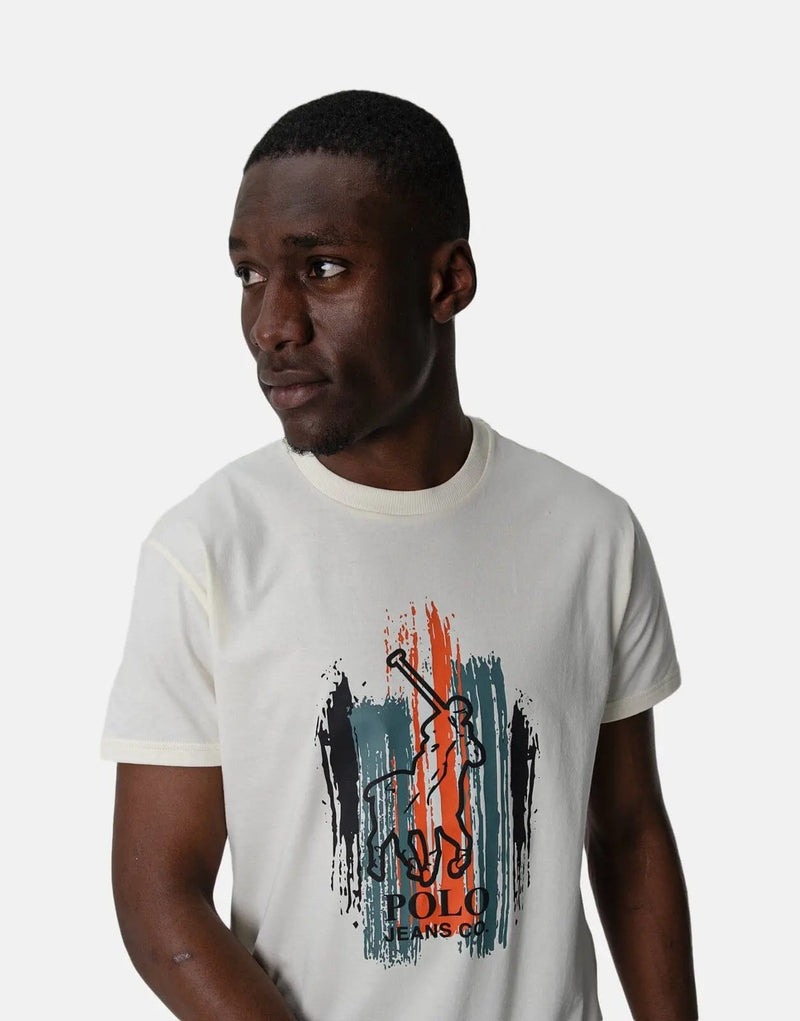 Premium Polo PJC Print Logo Ecru T-Shirt: Classic Men's Cotton Comfort & Timeless Style