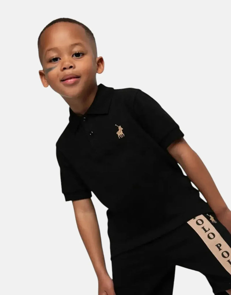 Polo Kids' Preston Black Pique Golfer Shirt: Comfortable Cotton, Classic Style